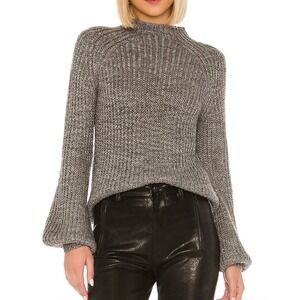 NEW House of Harlow 1960 x Revolve Dillin Sweater Gray Knit Balloon Sleeve XS